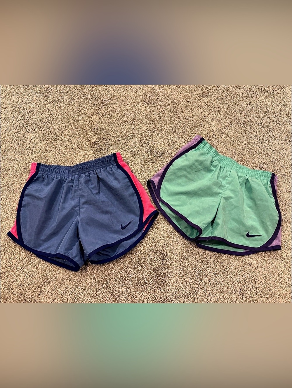 Nike Dri-FIT Athletic Shorts 2-Pair Set Blue & Green Small Girl (5).